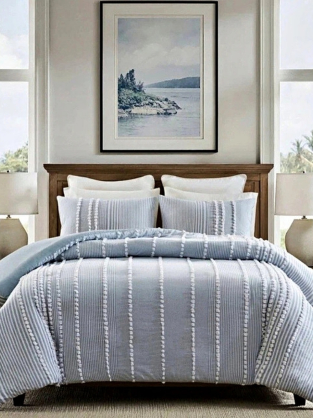 Harbor House Anslee 100% Cotton Yarn Died 3-Piece Queen Comforter Set Blue